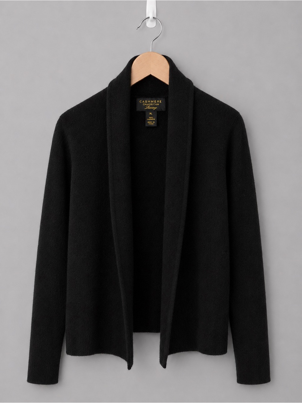 Charter Club Luxury 100% Cashmere Black Open Cardigan Sweater PL - Picture 2 of 5